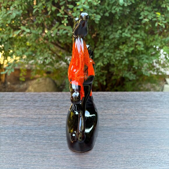 Vintage Canuck Pottery Evangeline Ware Horse Figurine Orange Black Drip Glaze - Picture 3 of 14
